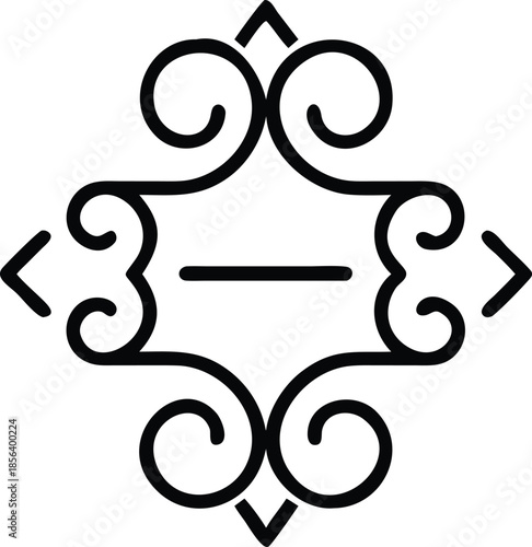 Elegant Black Ornamental Frame Design With Curled Flourishes and Central Dash Motif