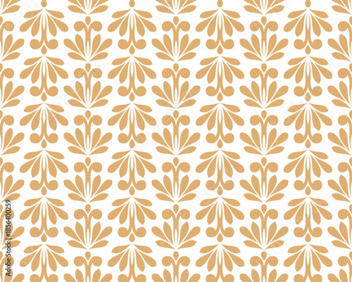 Flower geometric pattern. Seamless vector background. White and golden ornament