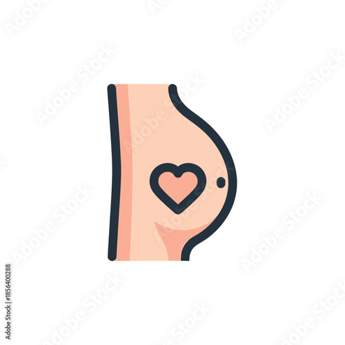 Pregnancy Silhouette with Heart Symbol Love and Expectation