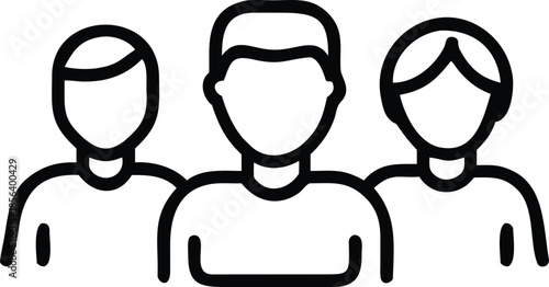 Three People Group Icon Representing Teamwork, Unity, and Togetherness for Team, Community, and Business Themes