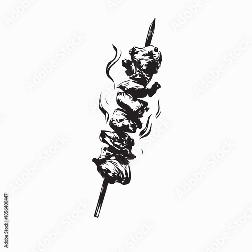 Chicken Satay Vector Art, Icons, and Graphics Isolated on White Background