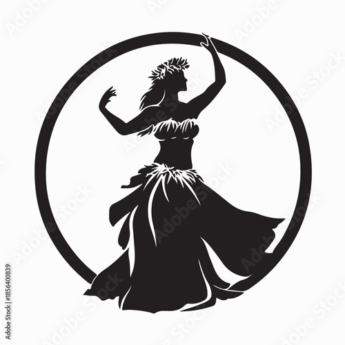 Hawaiian Hula Dancer Young Pretty Woman Silhouette Vector