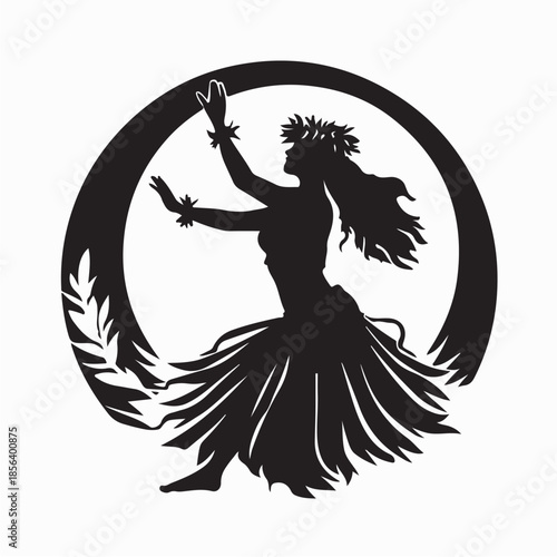 Hawaiian Hula Dancer Young Pretty Woman Silhouette Vector