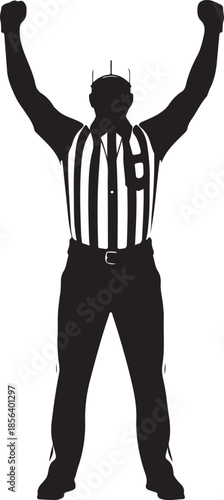 Graphic Silhouette of a Football Referee Signaling a Score, Sports Officiating and Rules Concept , Generative Ai