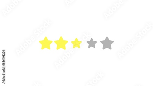 4k resolution five star rating animation on white background.