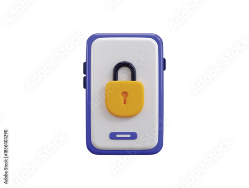 Smart phone with padlock icon 3d render concept of mobile phone security digital lock icon vector illustration