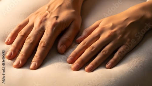 Wallpaper Mural Close-up of a person's hands resting gently on a textured surface, suggesting care and comfort Torontodigital.ca