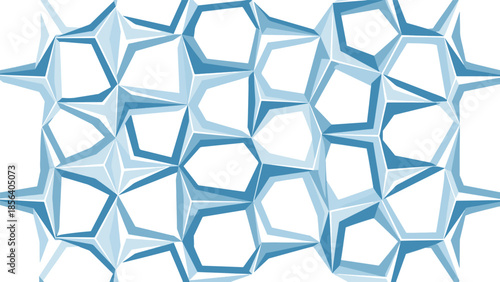 Abstract Blue Geometric Pattern Forming a Crystalline Mosaic Texture on a Dark Background - Digital Illustration of Interlocking Icy Shapes