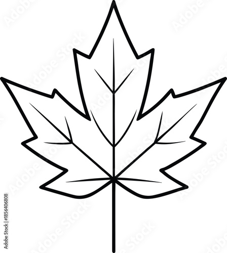 Maple leaf line art vector simple thin black outline