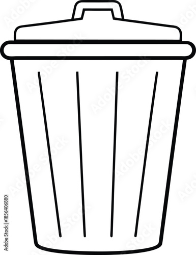 Thin black outline trash bin vector icon garbage waste 1