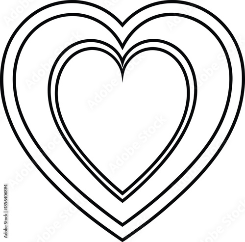 Concentric Heart Outline Vector Graphic love symbol