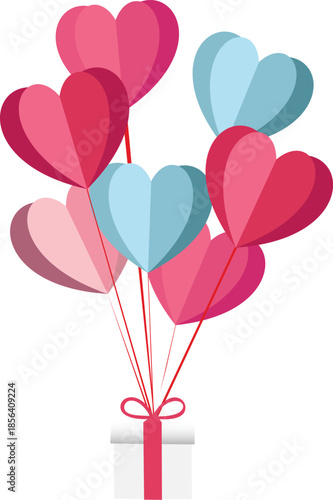 Heart balloons with Gift box design.