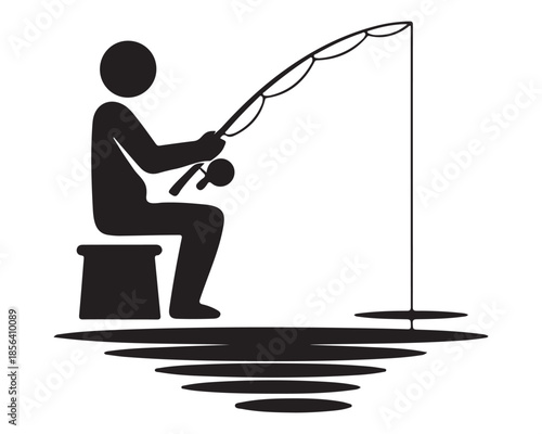 Person fishing by the pond