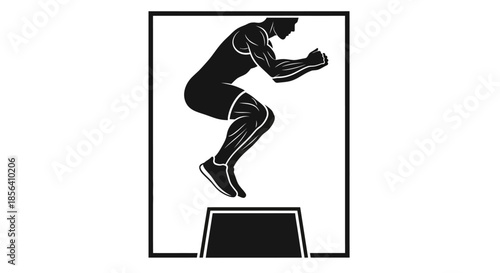 Man Jumping Over Obstacle Silhouette.
