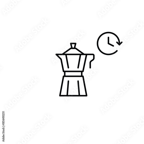 Wallpaper Mural Moka coffee pot and clock. Cafe and brewing at home. Pixel perfect, editable stroke vector icon Torontodigital.ca
