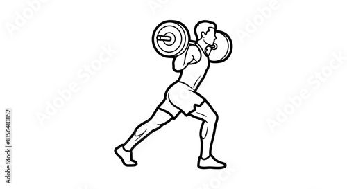 Man Lifting Barbell with Weights Illustration.