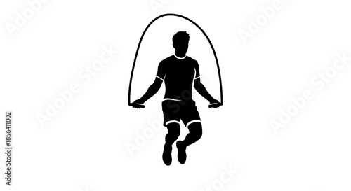 Man Jumping Rope Silhouette Fitness Activity.