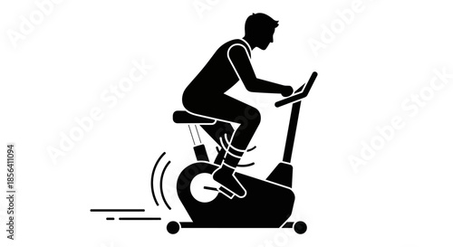 Person Exercising on Stationary Bike Silhouette.
