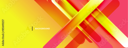 Bright abstract background features dynamic lines, gradients. Yellow, orange, red hues create modern visual effect. Smooth shapes overlap.