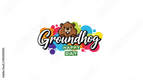 Groundhog day celebration logo with colorful design