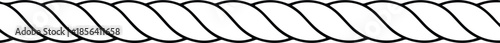 A simple black and white illustration of a twisted rope or cord laying horizontally on transparent background high-quality professional detailed