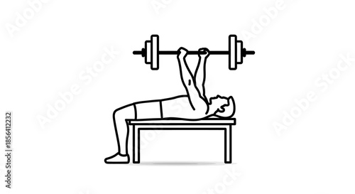 Man Lifting Barbell on Bench Press.