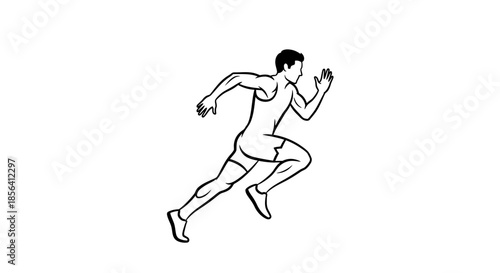 Man Running Illustration Simple Line Art.