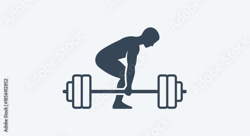 Man Lifting Barbell Weight Training Exercise.