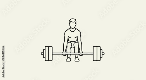 Man Lifting Heavy Barbell with Weights.