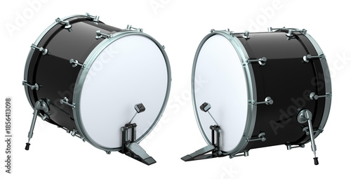 Tableau sur toile Set of drum with pedal on white background