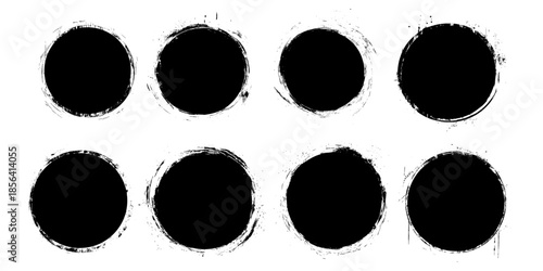 Grunge paint circle vector set. Abstract story highlight cover icons. Grunge round frames for social media stories.