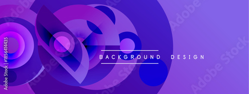 Abstract purple design features overlapping circles, gradients. Modern aesthetic suitable for backgrounds, presentations. Minimalist text included.