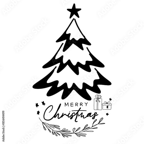 Christmas tree vector illustration hand sketch 
