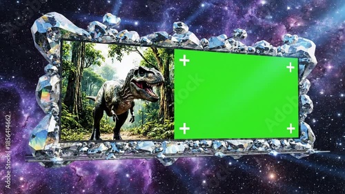 Dinosaurs_Ambient ancient crystalline reflection scene 2 with ancient crystalline reflection effect dinosaurs_ambient style featuring