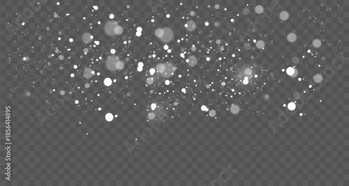 Snowfall, snowflakes in different shapes and forms. Snowflakes, snow background. Christmas snow for the new year.