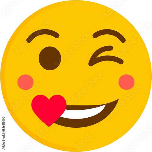 Flat 2D blowing kiss emoji isolated on white