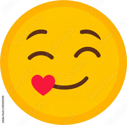 Flat 2D blowing kiss emoji isolated on white