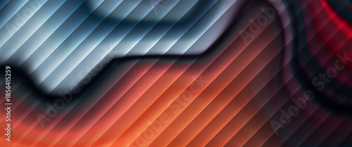 Abstract vector background with smooth flowing gradients, diagonal translucent stripes, and soft blurred curves in blue, gray, and red tones, creating a modern, dynamic, and futuristic look.