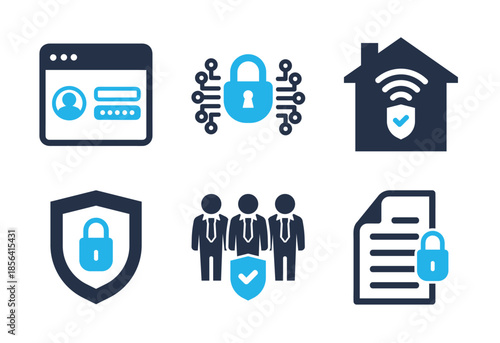 Cyber Security and Online Privacy icon set. Solid glyph series icons