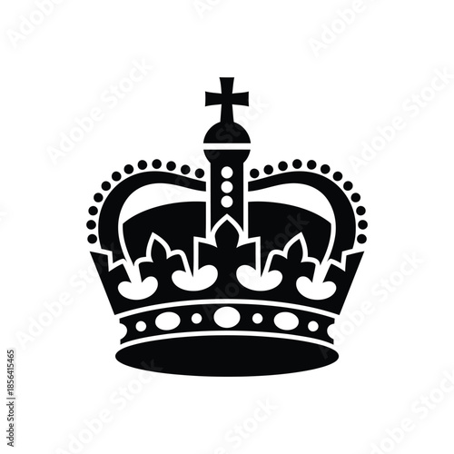 Black silhouette of a royal crown a minimalist vector icon representing power and authority isolated on white background