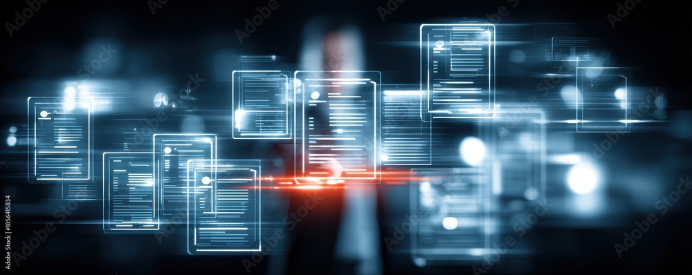 Fototapeta premium Futuristic digital workflow mapping tax accounting finance business and filing functions across online channels