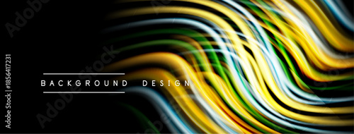 Abstract colorful lines create dynamic wave pattern. Modern design element for backgrounds, presentations, visuals. Bright, vibrant, flowing shapes.