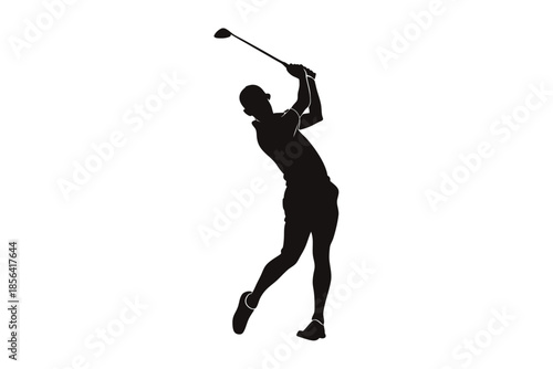 Golf player silhouette on white background
