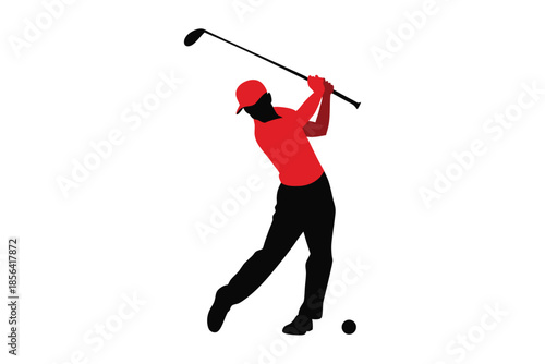 A golfer swinging a golf vector illustration on a white background