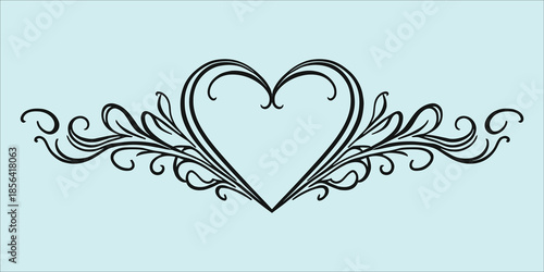 Elegant ornamental heart flourish divider in vintage style