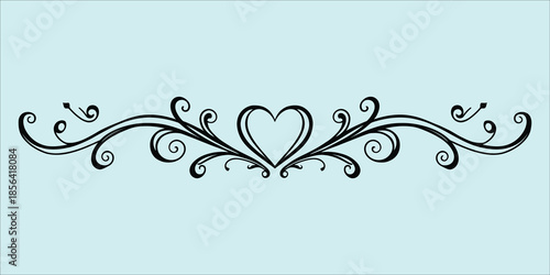Elegant ornamental heart flourish divider in vintage style