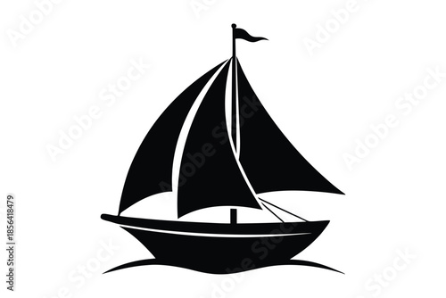 Sailboat silhouette on white background