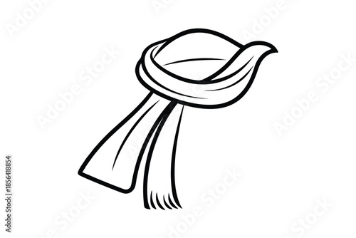 Scarf line art silhouette on white background