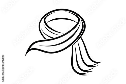 Scarf line art silhouette on white background
