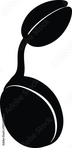 Silhouette abstract seedling sprouting from a coffee bean Vector Illustration